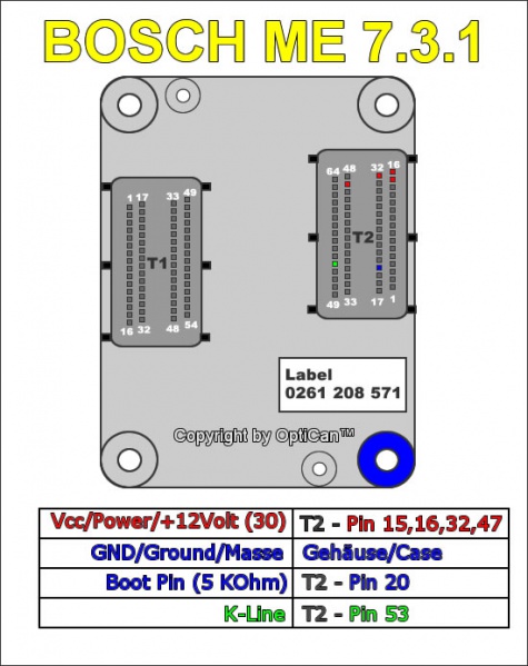 Bosch ME 7.3.1 (Lancia) pinout diagram 1